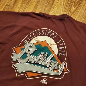 Vintage 90s‎ Mississippi State Bulldogs Baseball Shirt Men Large Maroon Big Logo
